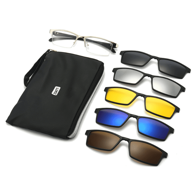 Lentes Con 5 Clips Magnéticos Intercambiables Frente Metálico Estilo Clásico Modelo TR3247