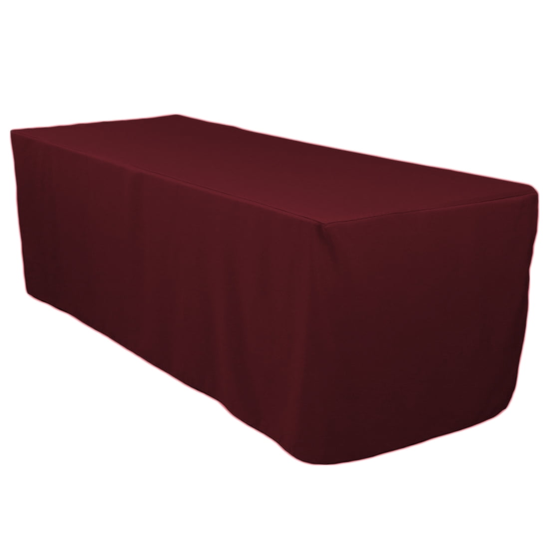 8 ft. fitted polyester tablecloth burgundy