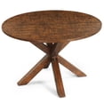 thumbnail image 5 of Soges 47" Round Dining Table Solid Wood Dining Table Textured Designs for Kitchen Dining Room, Rustic Brown, 5 of 9