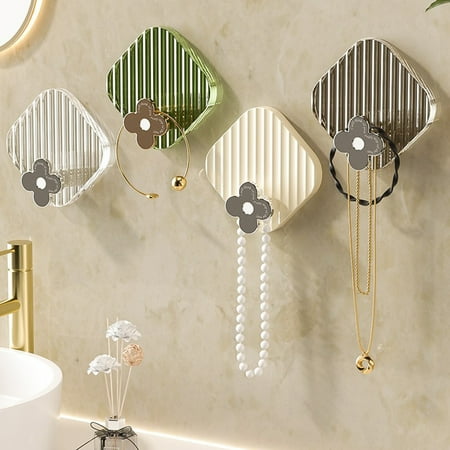

Warkul 4Pcs Bathroom Wall Hook Racks Self-adhesive Removable Wall Mounted Bathrobe Hook - for Bedroom Washroom Kitchen