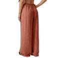 thumbnail image 5 of Minjewel Women's Loose Wide Leg Cotton Linen Pants with Drawstring, No Pocket Casual Trousers for Summer, Beach, and Daily Wear, Lightweight Breathable,Watermelon Red,S, 5 of 7