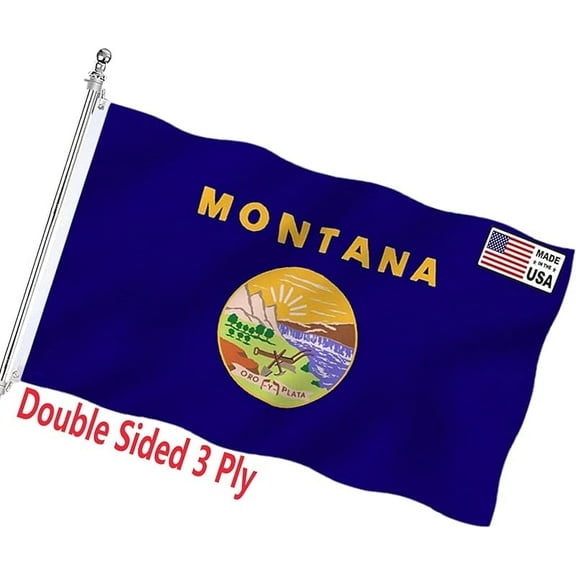 Montana State Flag 3x5 Double Sided Outdoor State Flags Heavy Duty 3 Ply with Durable Canvas Header and Brass Grommets Vivid Colors