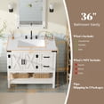 thumbnail image 3 of Merluxy Farmhouse Bathroom Vanity with Sink,Wood Barn Door Freestanding Bath Storage Cabinet,White, 3 of 10