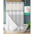 thumbnail image 2 of No Hook Shower Curtain with Snap in Liner, Farmhouse Gray White Stripe Hotel Shower Curtains for Bathroom, Washable Shower Curtain Liner Set with Mesh Top Window, 36"x72", 2 of 6
