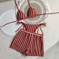 thumbnail image 2 of vigerkar Sexy Halter String Striped Triangle Boyshorts Bikini Sets Bathing Suit 3 Piece (Brick Red, S), 2 of 7