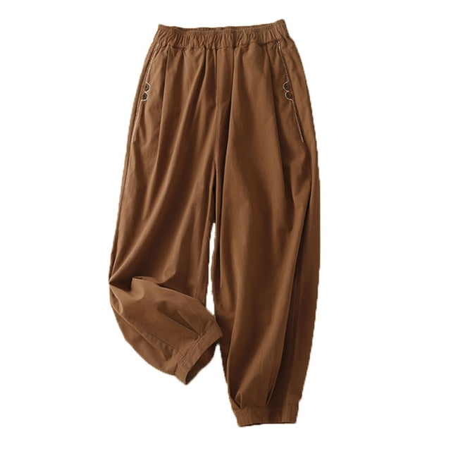 FNFYFH Clearance Ladies Plus Size Linen Cotton Trousers