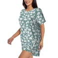 thumbnail image 2 of Naloa Floral Women's Short-Sleeved Pajama Set, Loungewear, Summer pajamas, Breathable Cozy - 4X-Large, 2 of 9