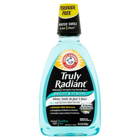 Arm & Hammer Truly Radiant Sparkling Mint Whitening & Strengthening Fluoride Rinse, 16 fl oz