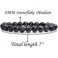 thumbnail image 2 of Natural Snowflake Obsidian Gemstone 8mm Round Beads Stretch Bracelet 7", 2 of 5