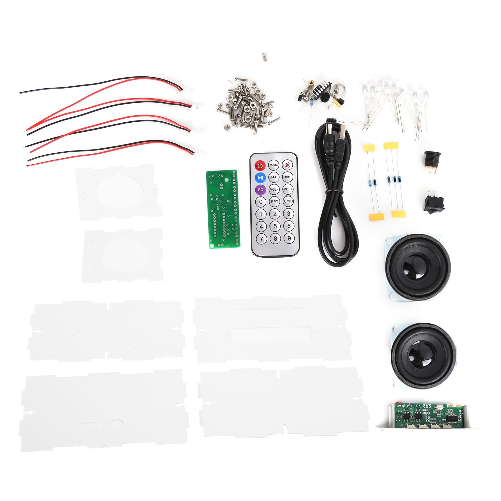 Suodoka DIY Bluetooth Speaker Box Kit Voice Control LED Light Electronic Sound Amplifier Set, 8.27 inches / 21 cm, Multicolor