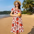 thumbnail image 4 of Balery Hand Drawn Tomatoes Vestidos sueltos de manga corta para mujer, vestidos de verano 2025, vestidos casuales de corte A con vuelo., 4 of 6