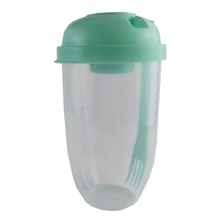 Portable Salad Cup to Go with Fork & Salad Dressing Holder- Low