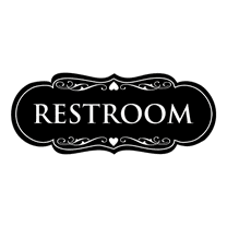 Designer Restroom Sign - Black - Medium