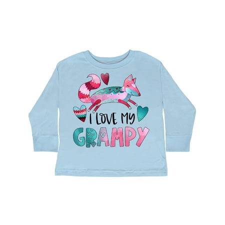 

Inktastic I Love My Grampy Pink and Blue Fox with Hearts Gift Toddler Boy or Toddler Girl Long Sleeve T-Shirt