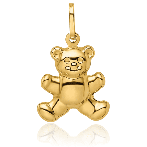 ICE CARATS 14K Solid Yellow Gold Small Teddy Bear Pendant Necklace - 17.34mm 0.7 inch - 3d Sculpted, Polished Adult