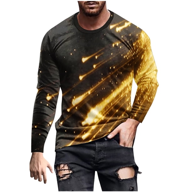 Blusas y camisas de manga larga y cuello redondo para hombre, camisetas casuales con estampado de moda y cuello redondo, blusas de licra de manga corta para hombre.
