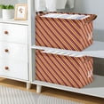 thumbnail image 2 of Yayeee Foldable Storage Basket for Shelves Waterproof Cloth Bins with Handles, Red Stripes Pattern, 2 of 7