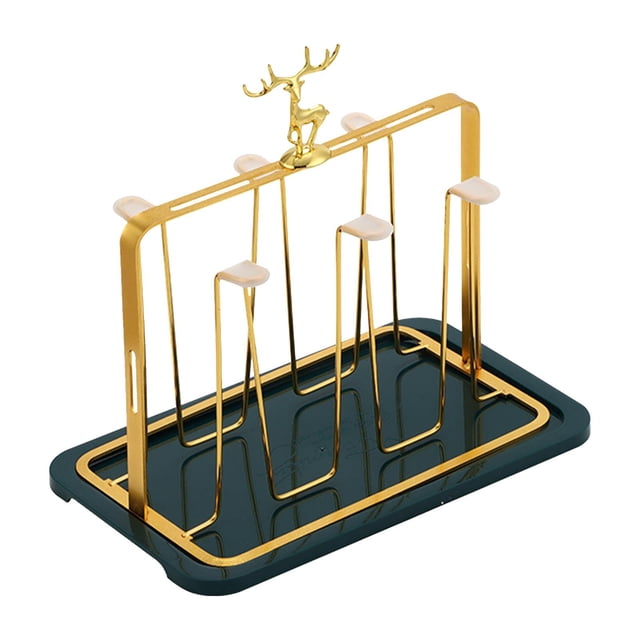 Glass Cup Drying Rack, Mugs Organizer with Drainboard Tray, Tea Cup Storage Rack, Sports Bottle Drainer Organizer, Coffee Cups for Office