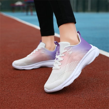 

XIAQUJ Women Sports Shoes Fashion New Pattern Color Gradient Four Seasons Sports Shoes Mesh Breathable Comfortable Soft Bottom Running Shoes Women s Fashion Sneakers Purple 8(40)