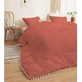 thumbnail image 4 of DNG Creations 3 Piece White Pom Pom Duvet Cover with Zipper Closure, 100% Egyptian Cotton, 800 Thread Cotton ( Full/Queen - Solid Brick Red ), 4 of 5
