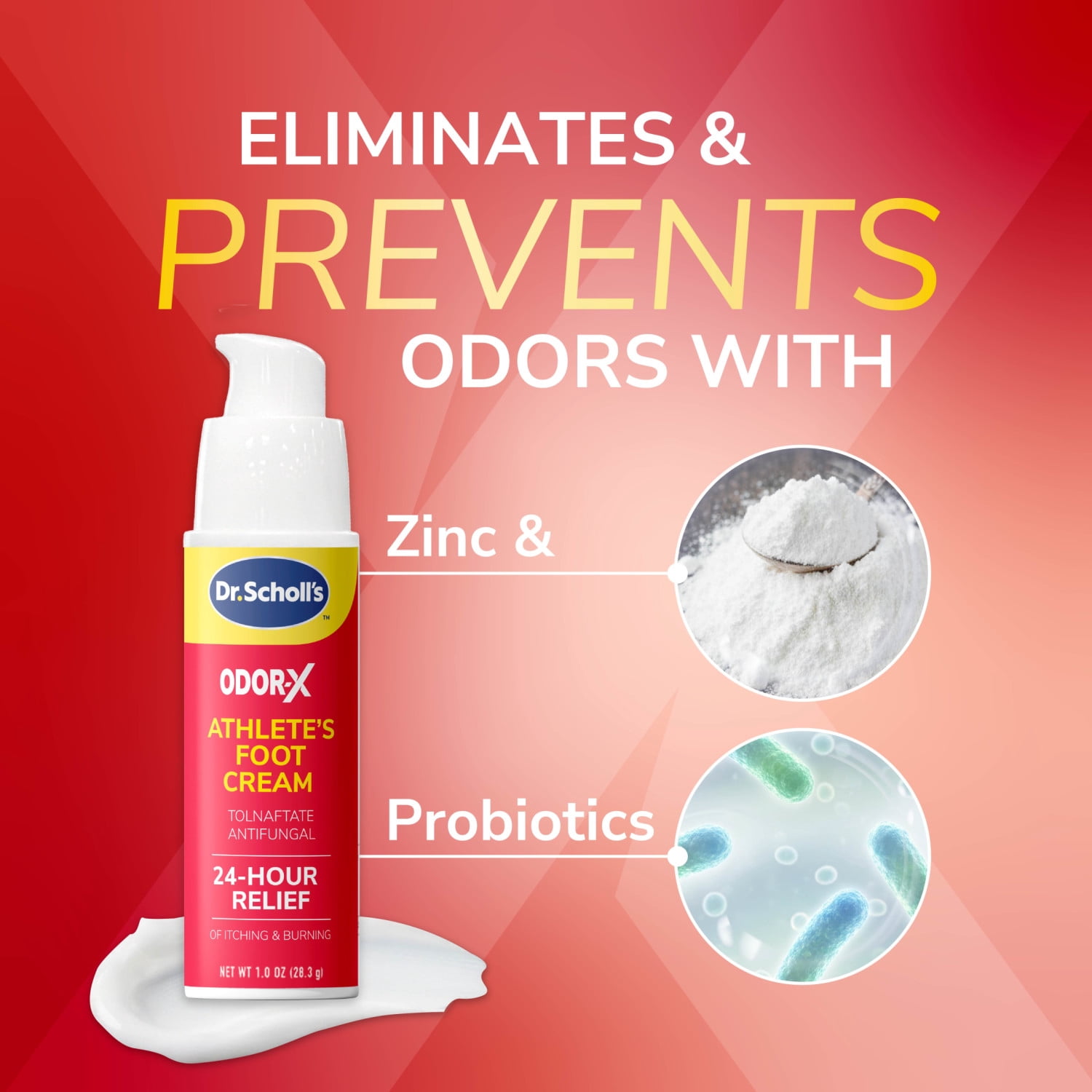 (3 pack) Dr. Scholl’s Odor-X Athlete's Foot Antifungal Cream 24 Hour Itch & Burn Relief