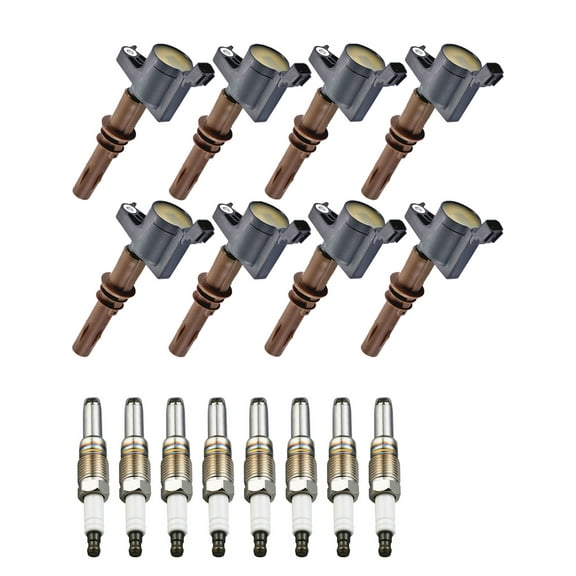 Set of 8 ISA Brand Ignition Coils with Brown Boot & Spark Plugs Compatible with 2008-2014 Lincoln Navigator 5.4L V8 Replacement for DG521 FD509