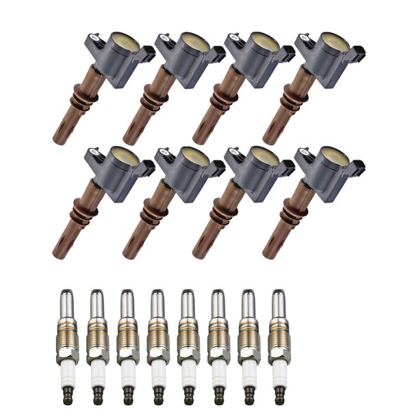 Set of 8 ISA Brand Ignition Coils with Brown Boot & Spark Plugs