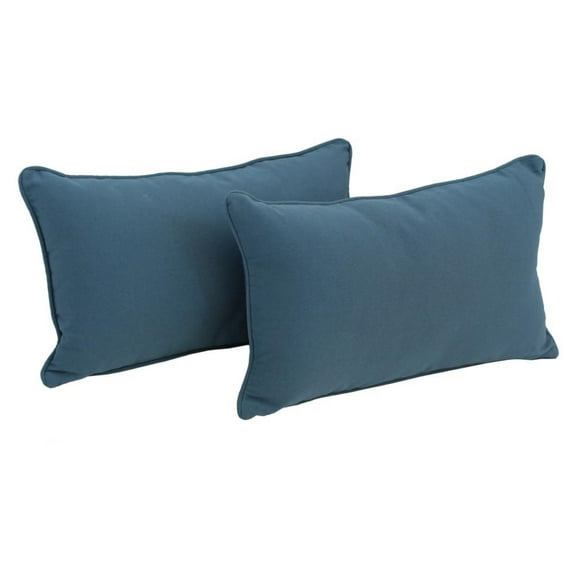 20-inch by 12-inch Double-corded Solid Twill Back Support Pillows with Inserts (Set of 2), Indigo