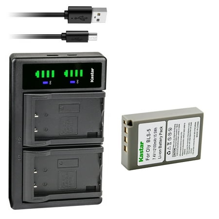 Kastar 1x BLS-5 PS-BLS5 BLS-50 Battery and LTD2 USB Charger Replacement for Olympus E-PL10 E-PM1 E-PM2 Stylus 1 Stylus 1s OM-D E-M10 OM-D E-M10 Mark II OM-D E-M10 Mark III OM-D E-M10 Mark IV