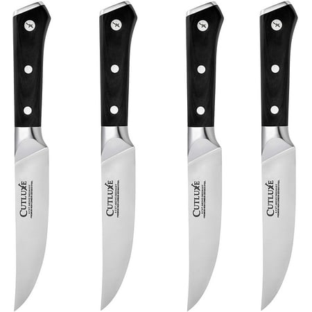 

Cutluxe Steak Knives Set of 4 Plain Edge Steak Knife Forged from High-Carbon German Steel