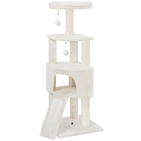 YW 45in Cat Tree Tower with Big Condo for Indoor Cats,Cat Tower with Scratching Post,Scratching Board and Cat Toys,Multi-Level,Small Space