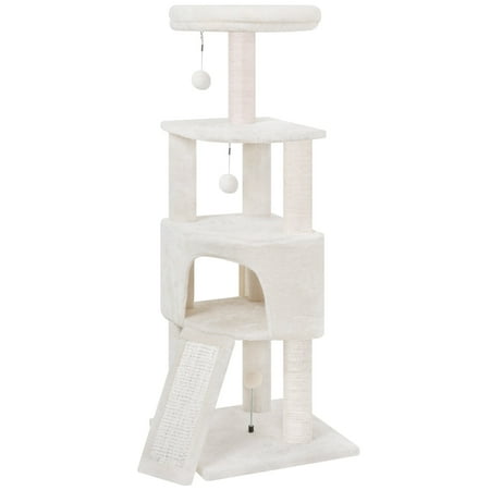 YW 45in Cat Tree Tower with Big Condo for Indoor Cats,Cat Tower with Scratching Post,Scratching Board and Cat Toys,Multi-Level,Small Space