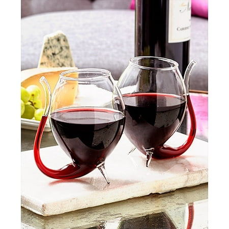

Oenophilia Wino Sippers - Set of 2 Built-in Glass Straw Hand-Blown Hand Wash Only Measures 11 x 4 x 2.25