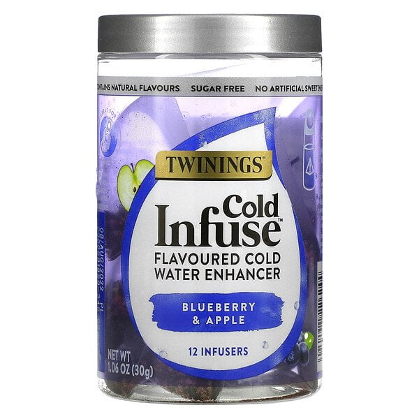 Twinings, Cold Infuse, Flavoured Cold Water Enhancer, Blueberry & Apple, 12 Infusers, 1.06 oz (30 g) Pack of 3