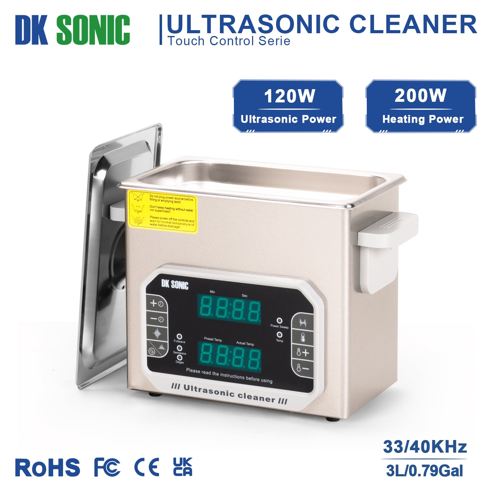 DK SONIC Ultrasonic Cleaner,Sonic Cleaner,Touch Control Lab Ultrasonic Cleaner for Cleaning Dental Tool,Bicycle,Gun,Carburetor Parts,Jewelry,Eyeglasses,Denture,Watchband,Coins etc.