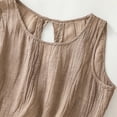 thumbnail image 6 of Women's Cotton Linen Tops Summer Keyhole Back Pleated Crew Neck Sleeveless Shirts Casual Loose Blouses (XL, Coffee), 6 of 6