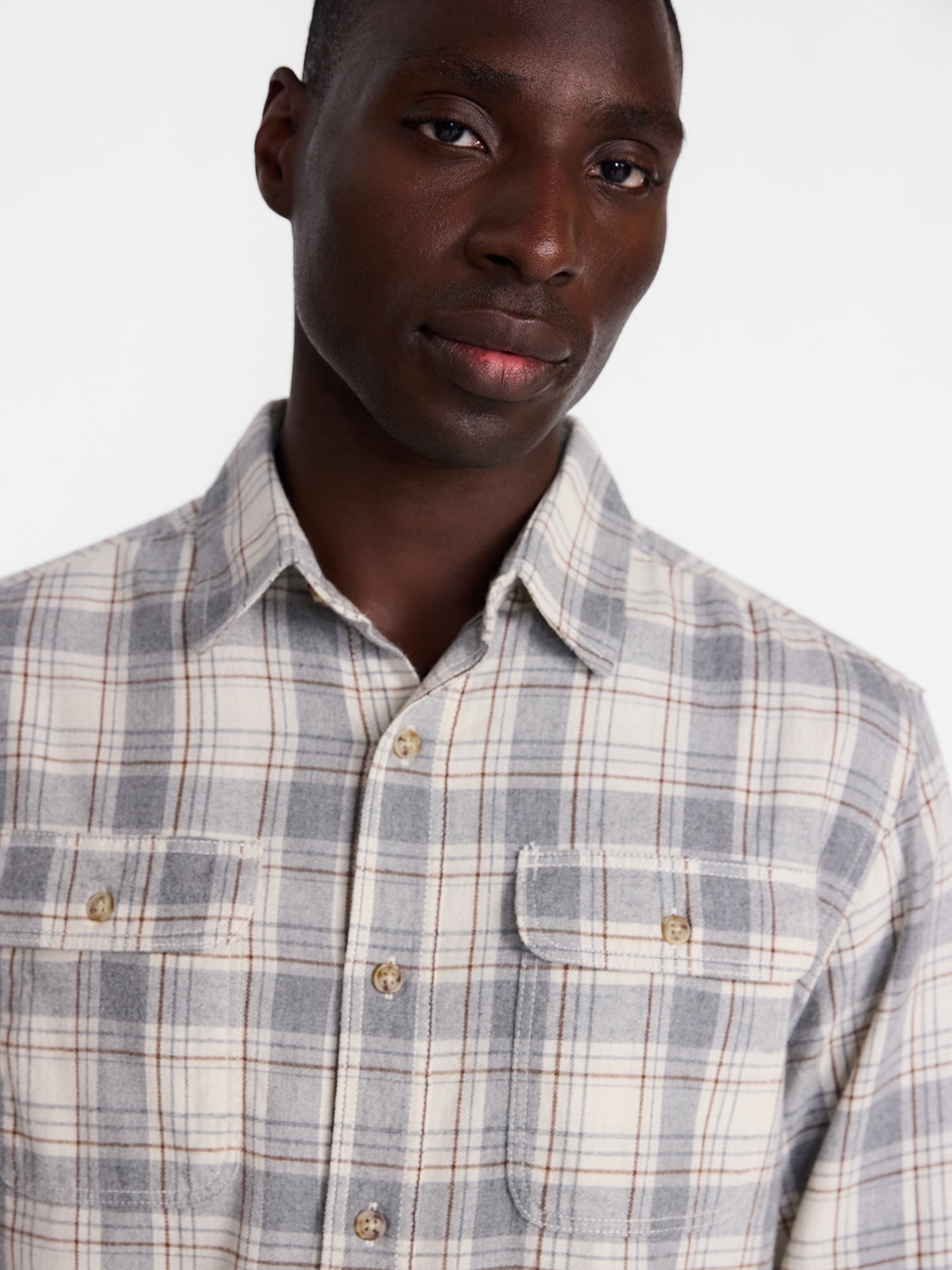 George Men's and Big Men's 100% Cotton Plaid Flannel Shirt with Long Sleeves, Sizes XS-3XL, 2XB-5XB & Tall XLT-3XLT