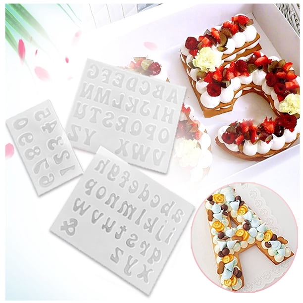Xihbxyly Moldes de Letras y Números Invertidos, Moldes Pequeños de Resina En Mayúsculas y Minúsculas, Silicona Flexible para Epoxi, Fondant, Jabón, Crayones, Manualidades Personalizadas, Juego de 3 P
