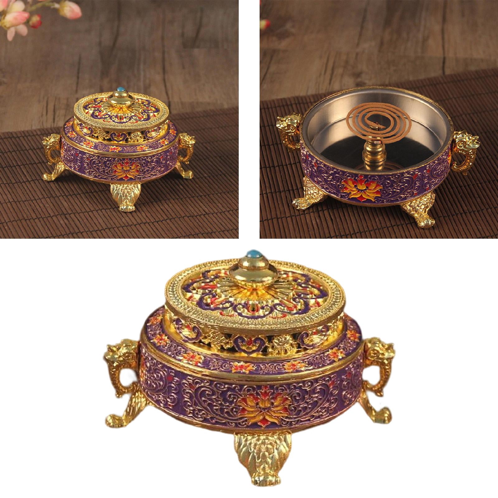 WLPZXP Enamel Tibetan Incense Burner Holder Censer Flower Decorative Table Centerpieces