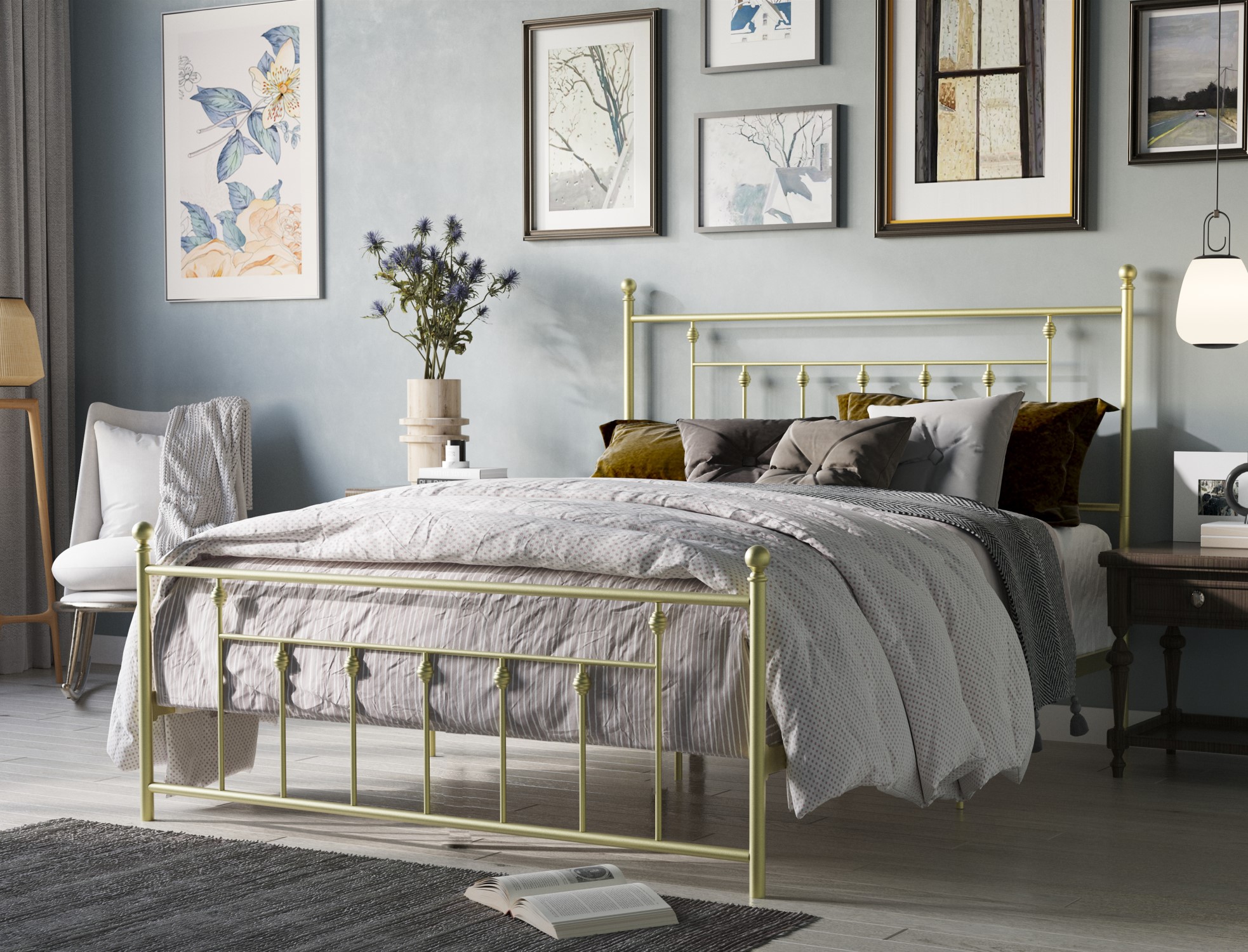 Home Design Melia Twin Platform Bed Frame, Gold