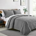 thumbnail image 2 of SUSIELADY Lightweight Microfiber Quilt Set, Soft Bedspread with Coin Pattern, All-Season Coverlet Bedding, 3 Pieces (1 Quilt, 2 Pillow Shams), Queen Size, Gray, 2 of 7