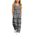 thumbnail image 2 of Taqqpue Girls Sleeveless Jumpsuit Spaghetti Strap Wide Leg Romper with Side Pockets Gradient Print Casual Summer Outfit Clothes for Girls Kids Size 5-16 Years, 2 of 9
