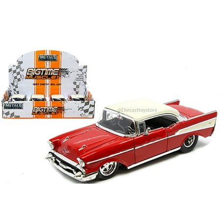 Chevrolet Bel Air Hardtop JADA 1:24 DISPLAY - METALS - BIGTIME MUSCLE - 1957 CHEVROLET BEL AIR HARDTOP 98945-MJ 1 PIECE BLACK RED RANDOM NO RETAIL BOX ()