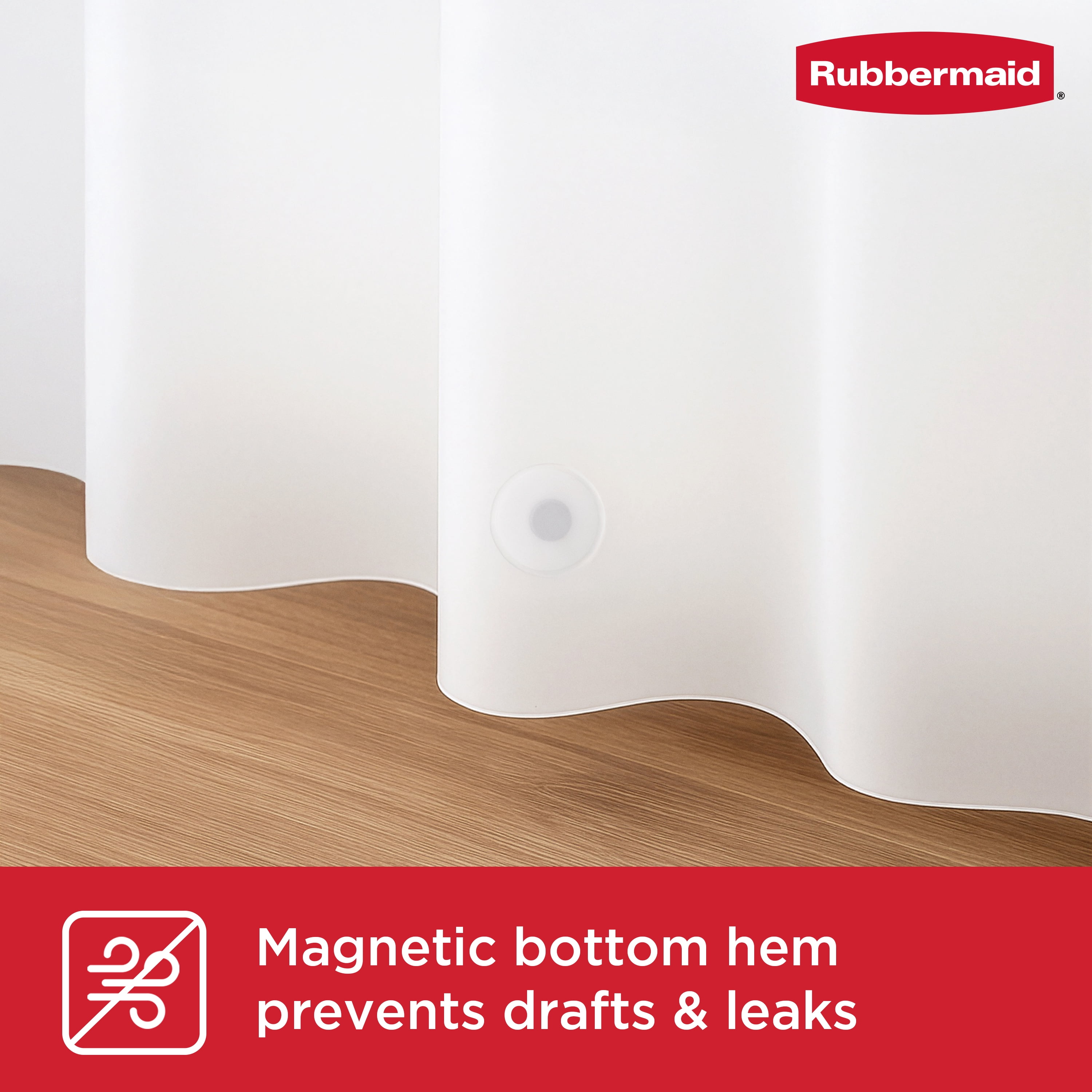 Rubbermaid White Heavyweight Waterproof PEVA Shower Curtain Liner, BPA-Free, 70 x 72 Inches