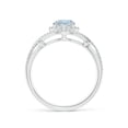 thumbnail image 2 of Angara Natural 0.72 Ct. Aquamarine with Diamond Halo Ring in 14K White Gold for Women (Ring Size: 3), 2 of 10
