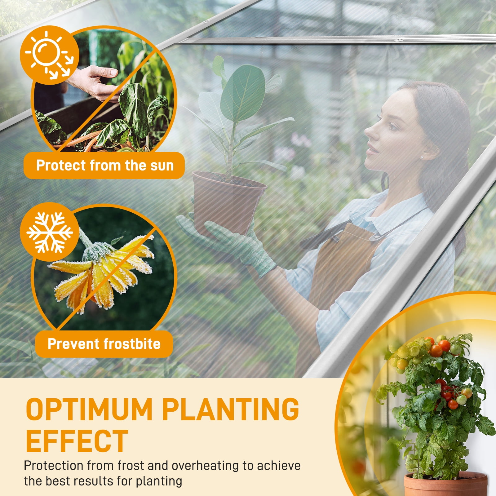 UBesGoo Walk-in Greenhouse for Outdoors,Durable & Functional Flower Garden Plant Kit Outside, Polycarbonate ,Ventilation Vents, Lockable Doors, Silver