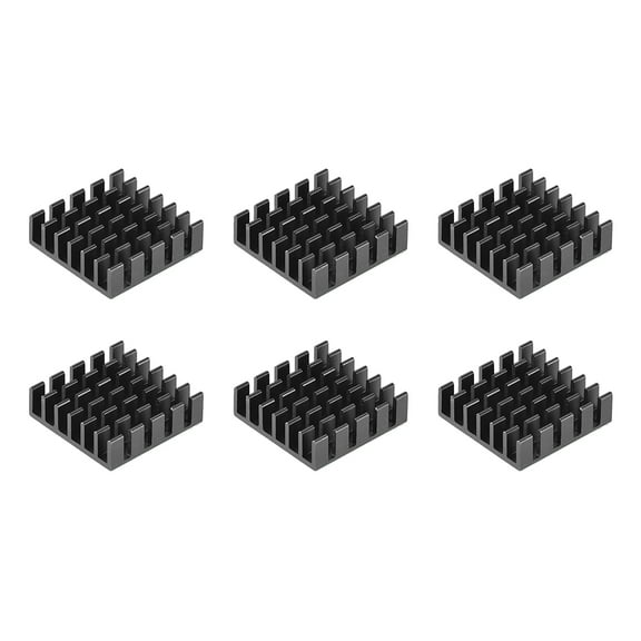 6x20x20mm Black Aluminum Heatsink Thermal Adhesive Cooler for Cooling 3D Printers 6Pcs