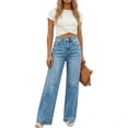 thumbnail image 5 of Karymi Sweatpants Women High Waist Wide Leg Jeans, Casual Washed Straight Leg Denim Pants with Raw Hem, Loose Fit Floor-Length Trousers with Pockets Running Shorts for Women, 5 of 8