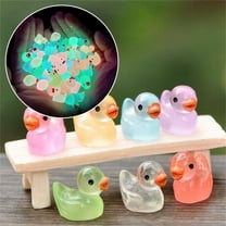 Mini Luminous Duck Figurines | Glow in the Dark Resin Sculptures | Rubber Duck Style | DIY Craft Decor | 20 Pack | 1.7x1.4cm | Party Potted Plant Accessory