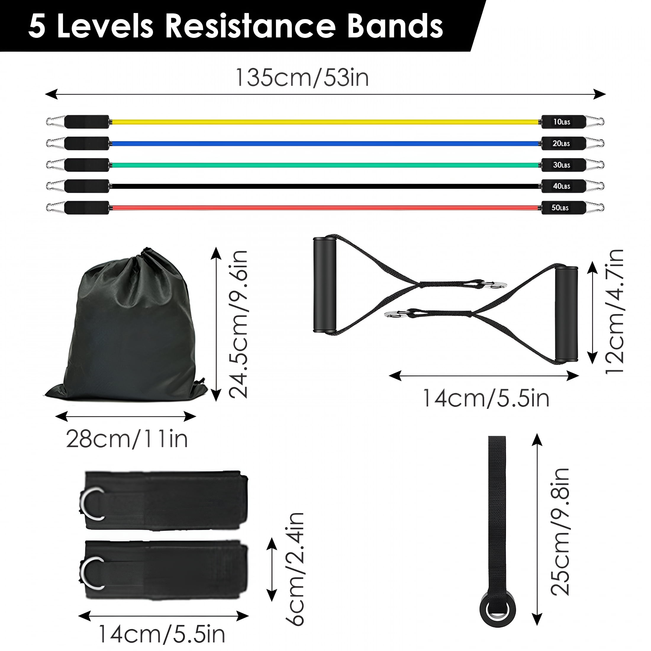 BESTSKY 2026 New Resistance Bands Set, Exercise Bands with Door Anchor, Handles, Carry Bag, Legs Ankle Straps for Resistance Training, Physical Therapy, Home Workouts for Gym, Home, Office, Travel